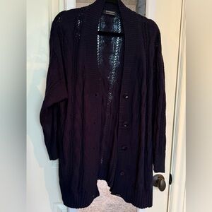 ✨ BloomChic Cable Knit Button-Front Cardigan (US 14–16) – Navy ✨